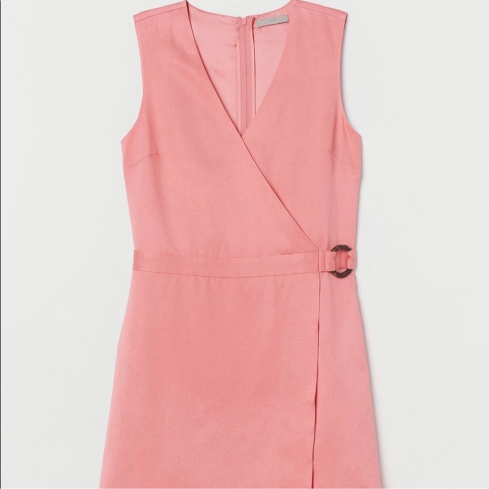 H&M Pink Sleeveless Lyocell Wrap Dress - size  
Large NWT